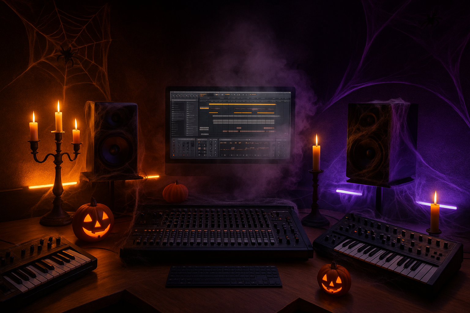 Un studio de produccion musical estilo hallowen